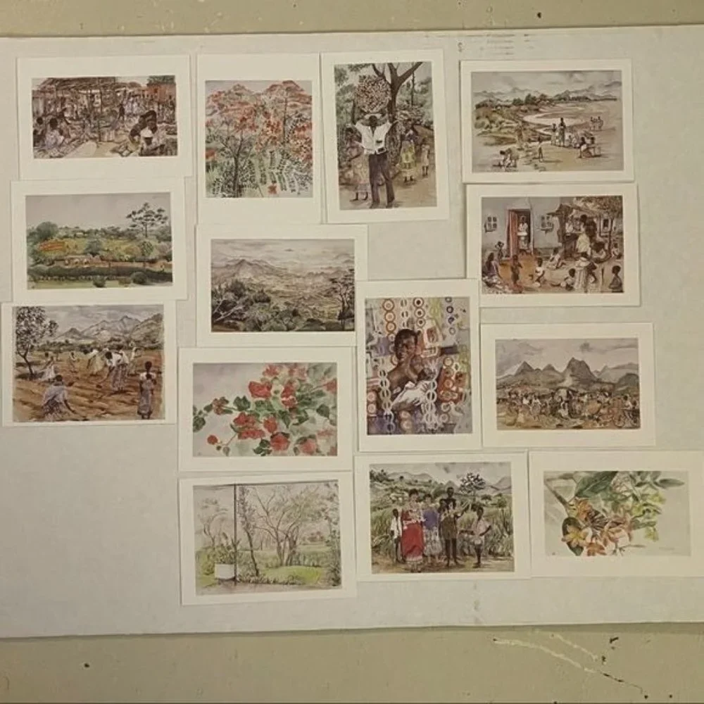 Watercolor by Dorothy B. Hayes 1994 Blank‎ Cards Set of 14 Floral People Farm